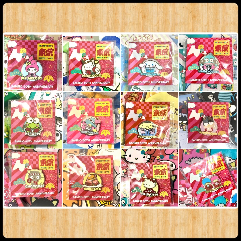 Rare Limited edition Sanrio 60th Anniversary 12 pins set!